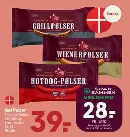 SPAR Gøl Pølser, DKK 39, App-pris tilbud