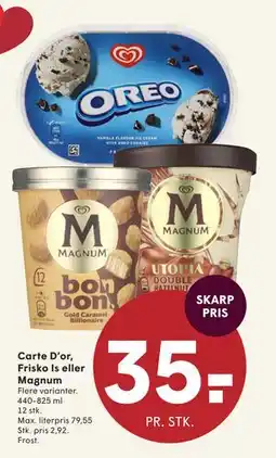 SPAR Carte D’or, Frisko Is eller Magnum, DKK 35 tilbud