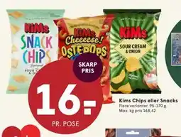 SPAR Kims Chips eller Snacks, DKK 16 tilbud