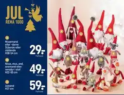 REMA 1000 Nisse, mus, and, snemand eller rensdyr i stof H22-50 cm, DKK 49 tilbud