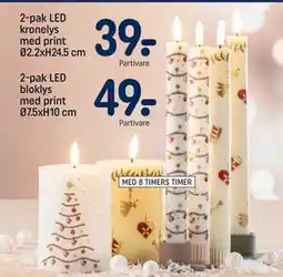 REMA 1000 2-pak LED bloklys med print Ø7.5xH10 cm, DKK 49 tilbud