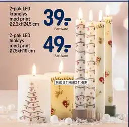 REMA 1000 2-pak LED kronelys med print Ø2.2xH24.5 cm, DKK 39 tilbud