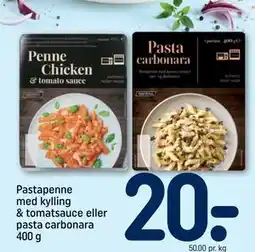 REMA 1000 Pastapenne med kylling & tomatsauce eller pasta carbonara 400 g, DKK 20 tilbud