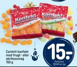 REMA 1000 Carletti konfekt med frugt- eller abrikossmag 150 g, DKK 15 tilbud