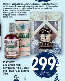 REMA 1000 Planteray Sealander rom Gaveæske med 2 glas eller Don Papa Baroko 70 cl, DKK 299 tilbud