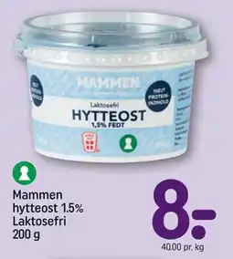 REMA 1000 Mammen hytteost 1.5% Laktosefri 200 g, DKK 8 tilbud