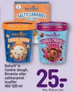 REMA 1000 Naturli' is Cookie dough, Brownie eller saltkaramel isvafler 450-520 ml, DKK 25 tilbud