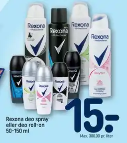 REMA 1000 Rexona deo spray eller deo roll-on 50-150 ml, DKK 15 tilbud