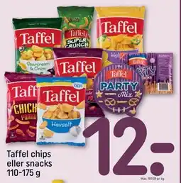 REMA 1000 Taffel chips eller snacks 110-175 g, DKK 12 tilbud