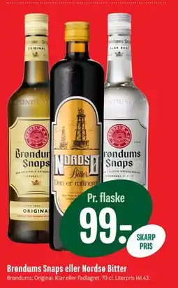 Min Købmand Brøndums Snaps eller Nordsø Bitter, DKK 99 tilbud