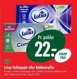 Min Købmand Lotus Toiletpapir eller Køkkenruller, DKK 22 tilbud