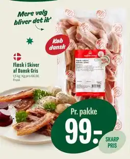 Min Købmand Flæsk i Skiver af Dansk Gris, DKK 99 tilbud