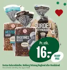 Min Købmand Gestus Gulerodsboller, Kohberg Velsmag Rugbrød eller Hvedebrød, DKK 16 tilbud