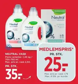 MENY NEUTRAL VASK, DKK 35, App-pris tilbud