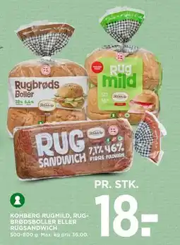 MENY KOHBERG RUGMILD, RUGBRØDSBOLLER ELLER RUGSANDWICH, DKK 18 tilbud