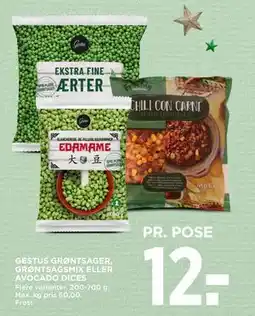 MENY GESTUS GRØNTSAGER, GRØNTSAGSMIX ELLER AVOCADO DICES, DKK 12 tilbud