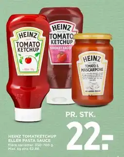 MENY HEINZ TOMATKETCHUP ELLER PASTA SAUCE, DKK 22 tilbud