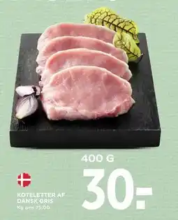 MENY KOTELETTER AF DANSK GRIS, DKK 30 tilbud