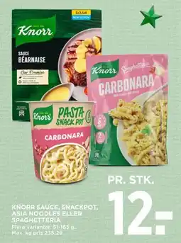 MENY KNORR SAUCE, SNACKPOT, ASIA NOODLES ELLER SPAGHETTERIA, DKK 12 tilbud