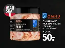 MENY OMHU HÅNDPILLEDE REJER, DKK 50 tilbud