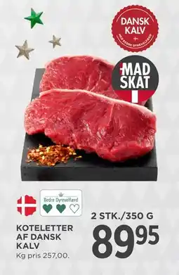 MENY KOTELETTER AF DANSK KALV, DKK 89.95 tilbud