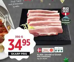 MENY FLÆSK I SKIVER AF DANSK FRILANDSGRIS, DKK 34.95 tilbud