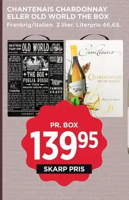 MENY CHANTENAIS CHARDONNAY ELLER OLD WORLD THE BOX, DKK 139.95 tilbud
