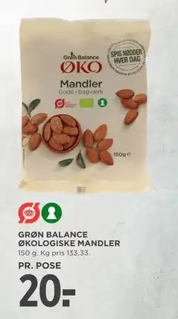 MENY GRØN BALANCE ØKOLOGISKE MANDLER, DKK 20 tilbud