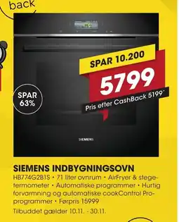 Punkt1 Siemens indbygningsovn tilbud