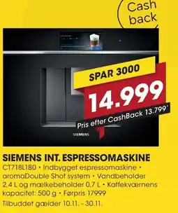 Punkt1 Siemens int. espressomaskine tilbud