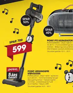 Punkt1 Point ledningsfri støvsuger tilbud