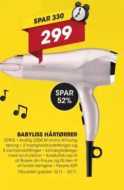 Punkt1 Babyliss hårtørrer tilbud