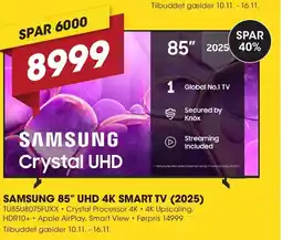Punkt1 Samsung 85" uhd 4k smart tv (2025) tilbud
