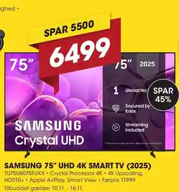 Punkt1 Samsung 75" uhd 4k smart tv (2025) tilbud