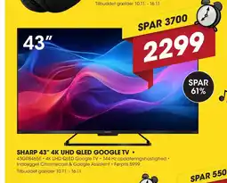 Punkt1 Sharp 43" 4k uhd qled google tv tilbud