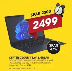 Punkt1 Cepter cloud 15,6" bærbar tilbud