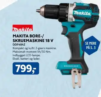 Makita makita bore-/ skruemaskine 18 v ddf484z