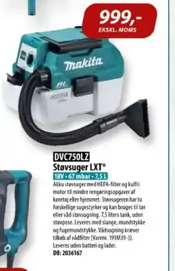 Davidsen Dvc750lz støvsuger lxt 18v-67 mbar tilbud