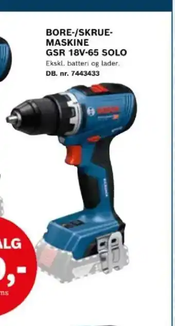 Davidsen Bore-/skrue- maskine gsr 18v-65 solo tilbud