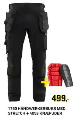 Davidsen 1750 håndværkerbuks med stretch + 4058 knæpuder tilbud