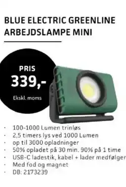 Davidsen Blue electric greenline arbejdslampe mini tilbud