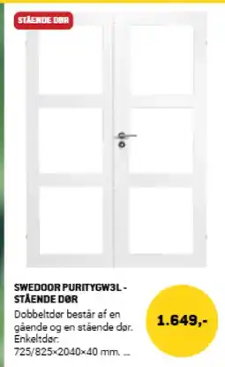 XL-BYG Swedoor puritygw3l- stående dør tilbud