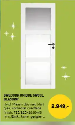 XL-BYG Swedoor unique gwo3l glasdør tilbud