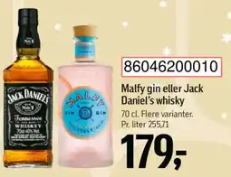 Føtex Malfy gin eller Jack Daniel's whisky tilbud