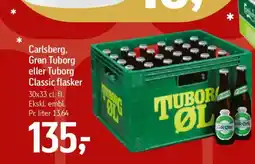 Føtex Carlsberg, grøn tuborg eller tuborg classic flasker tilbud