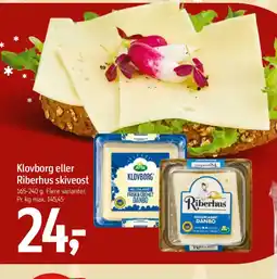 Føtex Klovborg eller Riberhus skiveost tilbud