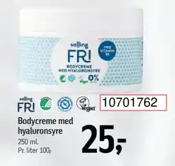 Føtex Salling fri bodycreme med hyaluronsyre tilbud