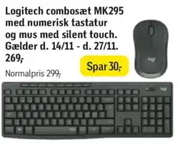 Føtex Logitech combosæt MK295 med numerisk tastatur og mus med silent touch tilbud