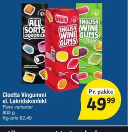 Fakta Tyskland Cloetta Vingummi el. Lakridskonfekt tilbud