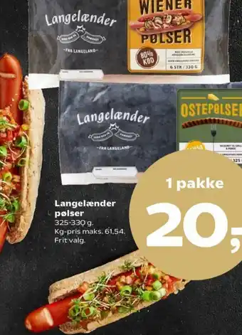 Dagli'Brugsen Langelænder Pølser 325-330g tilbud